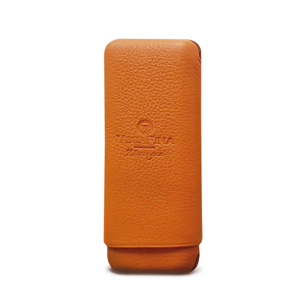 VegaFina VegaFina Orange Leather Cigar Case 唯佳橙色皮革雪茄套 3支裝