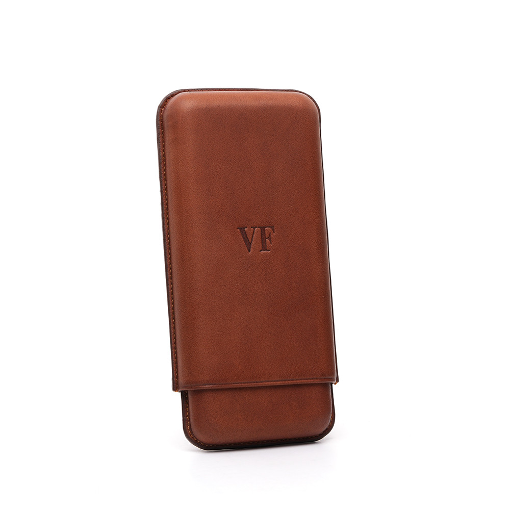 VegaFina Leather Case for 3 - Brown 唯佳皮革雪茄套 3支裝 （棕色）