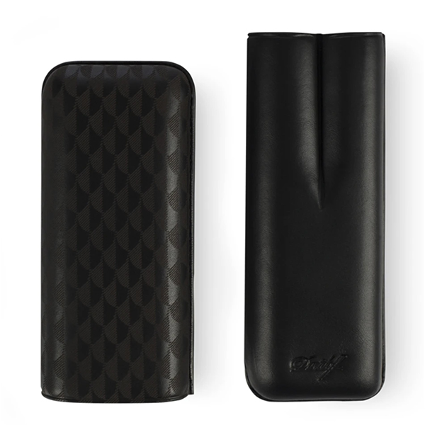 Davidoff Leather Cigar Case Curing XL-2 大衛杜夫羽毛壓紋雪茄皮套XL 2支裝